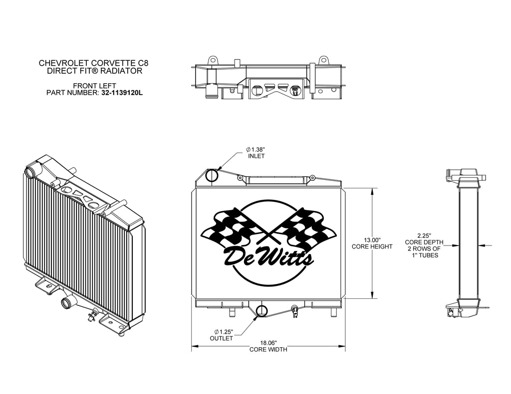 C8 Corvette Direct Fit® Radiator – DeWitts™ Direct Fit® Aluminum Radiators