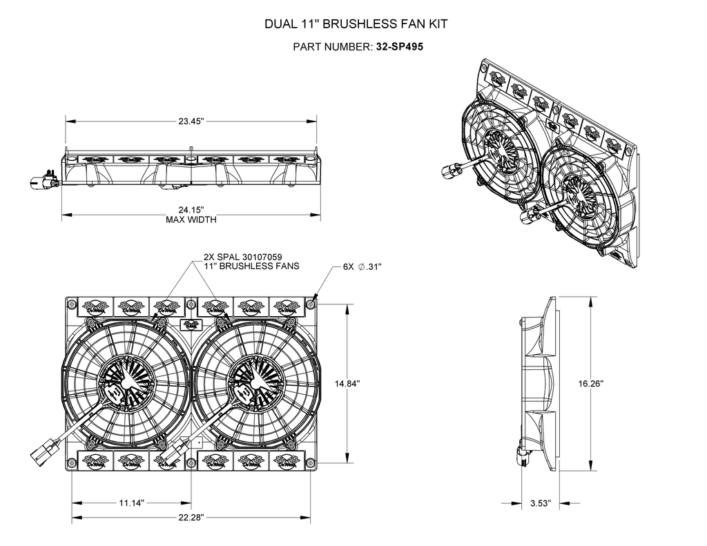 Dual 11" Brushless Fan Kit