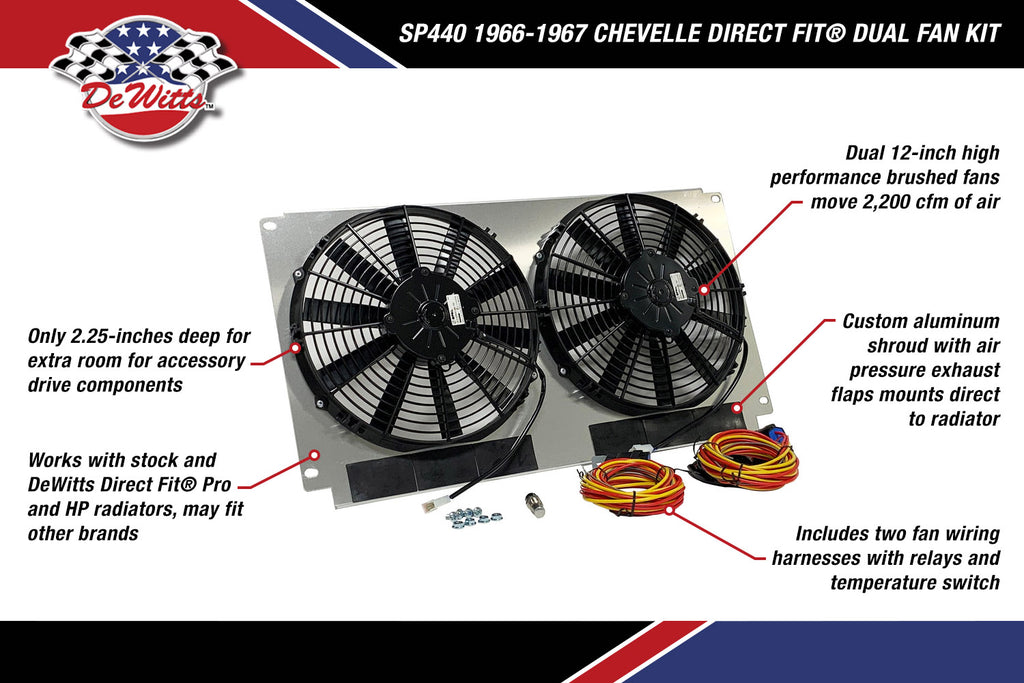 1966-1967 Chevelle Fit® Dual Fan Kit – DeWitts™ Direct Fit® Radiators