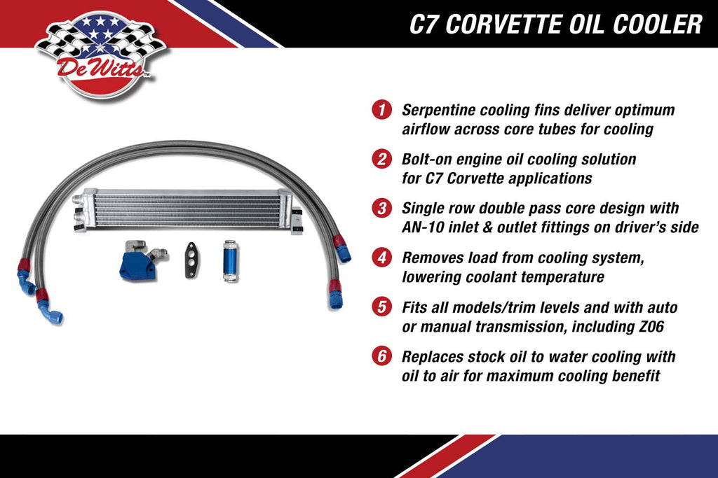 Corvette C7 Racing Radiator C7 Corvette Oil Cooler – DeWitts™ Direct Fit® Aluminum Radiators