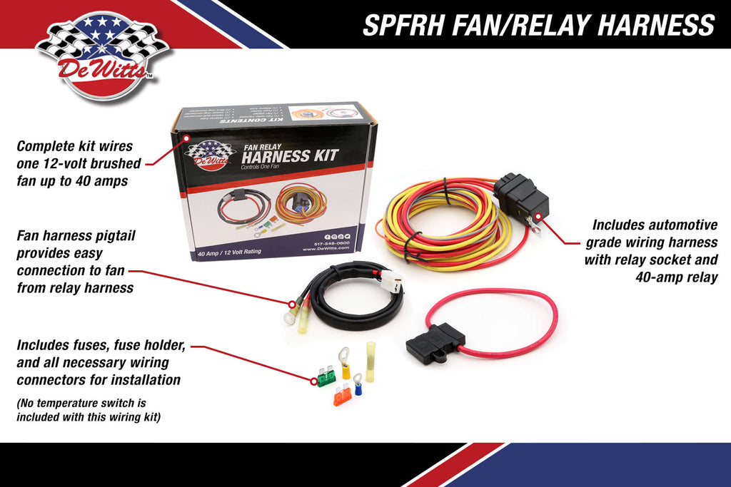 SPARKWHIZ Dual Electric Cooling Fan Relay Wiring Harness Kit With Thermostat